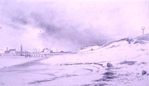Margem do Rio, com píer e edifícios